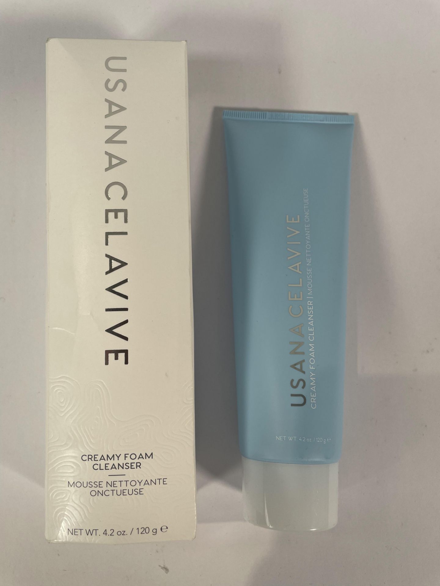 Eight Usana Celavive Creamy Foam Cleanser - 120g (some minor damage to some packaging, Exp: 10/2024)