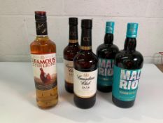 The Famous Grouse British & Irish Lions Blended Scotch Whisky 700ml, two Canadian Club 1858 Blended