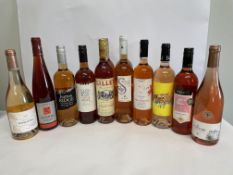 Twelve assorted rosé wines to include Lillet Rosé Wine-Based Aperitif (17%) x 2, Gavalas Voudomato (