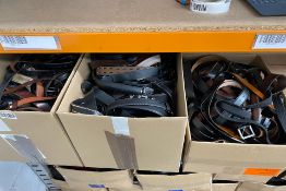 Three boxes of belts.