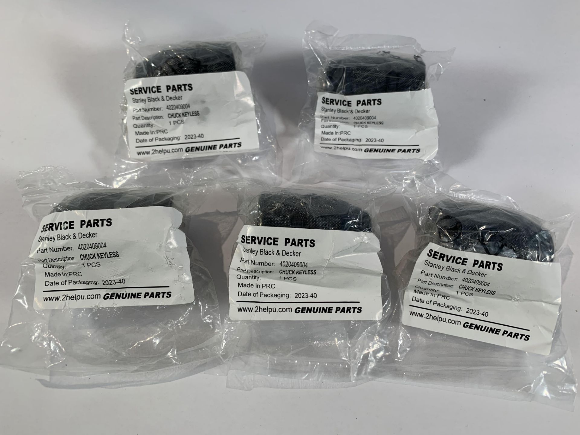Five Genuine Stanley Black & Decker Keyless Chucks (Part No 4020409004) As New.