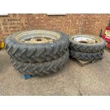 Set Alliance 14.9R46 rear and Alliance 11.2R36 front row crop wheels and tyres on Massey Ferguson ce