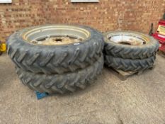 Set Alliance 14.9R46 rear and Alliance 11.2R36 front row crop wheels and tyres on Massey Ferguson ce