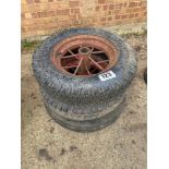 3No 6.00-16 spoked wheels and tyres