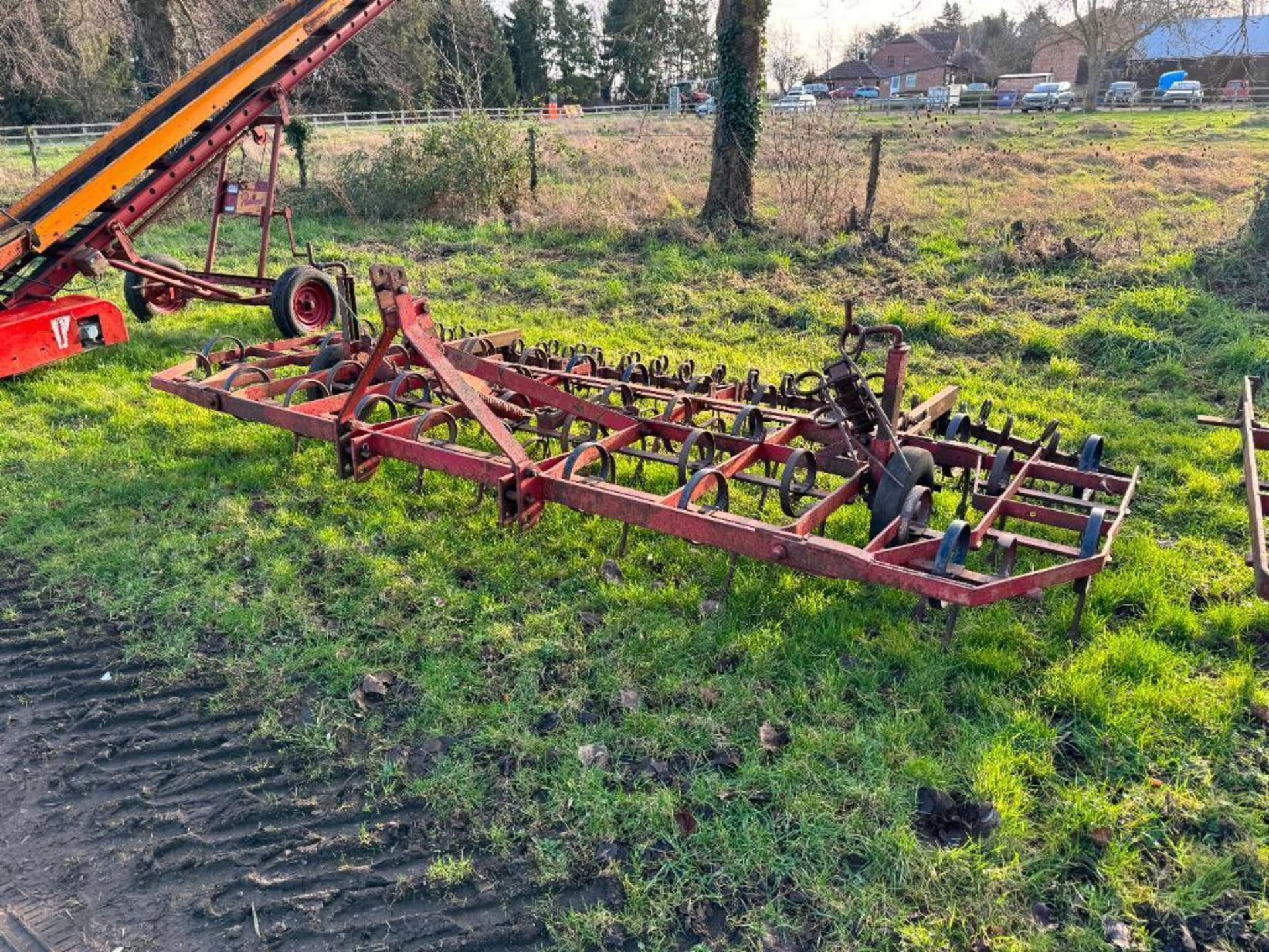 Kongskilde 12ft manual folding springtine cultivator with rear levelling tines, linkage mounted. Ser - Image 3 of 5