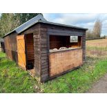 Wooden shed 10ft x 6ft with forklift lifiting chanels adapted for office with fold down hatch and in