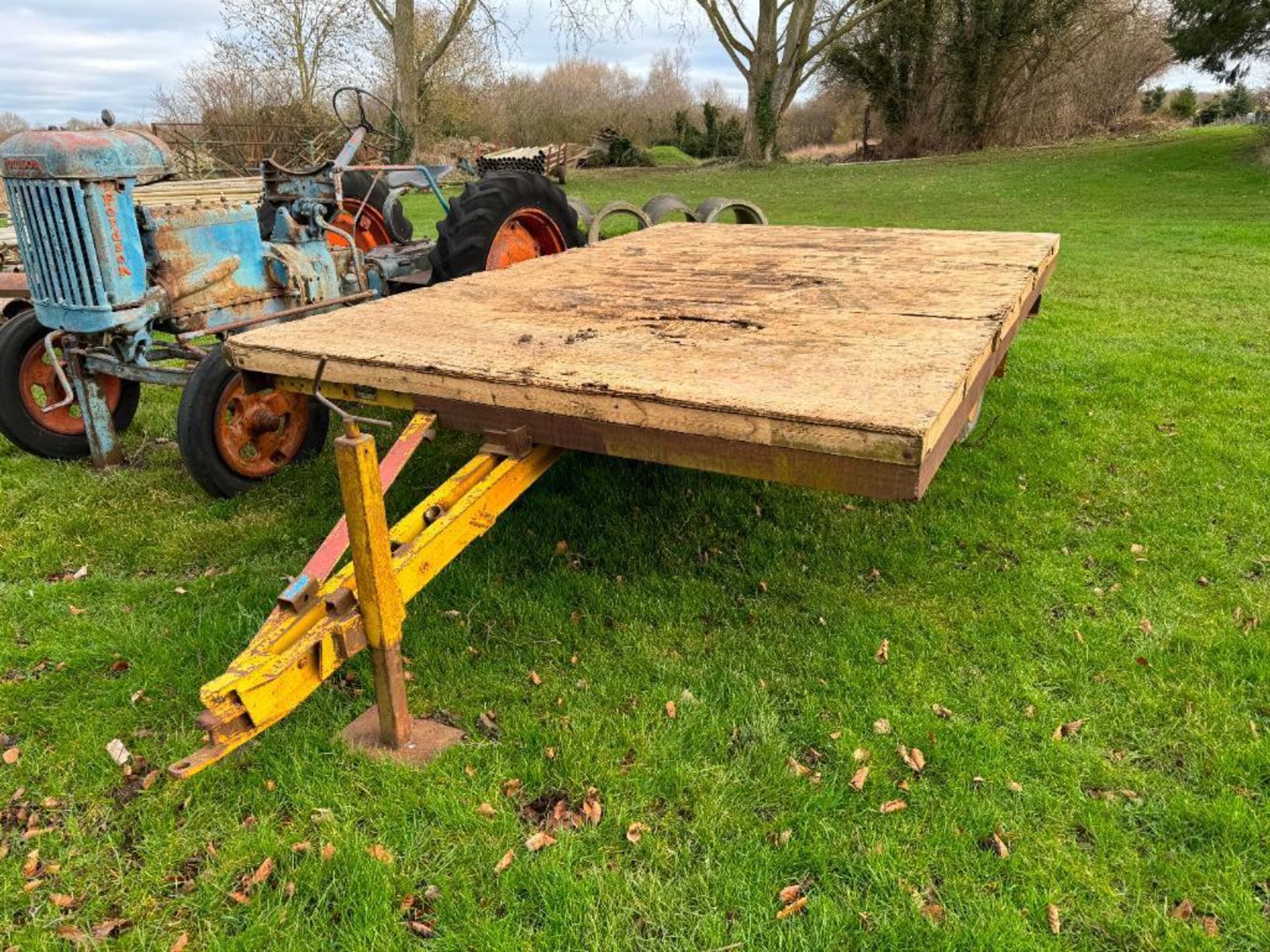 Farm-made Root Engineering flat bed trailer with wooden floor on 10.0/75-15.3 wheels and tyres - Image 2 of 3