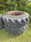 Pair 18.4R38 Stocks dual wheels and tyres with clamps