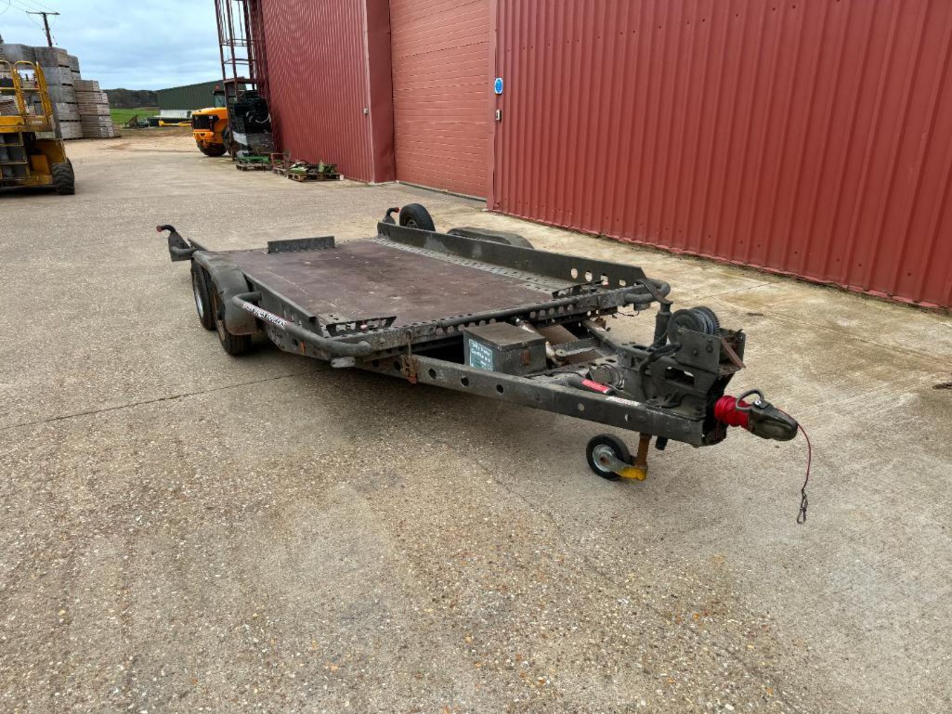 Brian James 14ft twin axle tilt-bed transport trailer with front winch on 155/70R12C wheels and tyre - Image 8 of 9