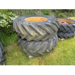 Pair Goodyear 18.4/15-26 wheels and tyres with 8 stud centres