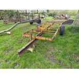 Farm-made Root Engineering flat bed trailer frame on 10.5/85-15.3 wheels and tyres