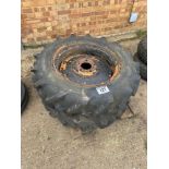 Pair Dunlop Fieldmaster 9.5/9-24 drill wheels and tyres