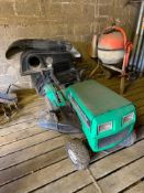 Mowmaster 11hp ride on petrol lawn mower with 30" deck, side discharge and grass collector