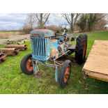 Fordson Major 2wd petrol/parafin tractor on 11-36 rear wheels and tyres, no tank, spares or repair (
