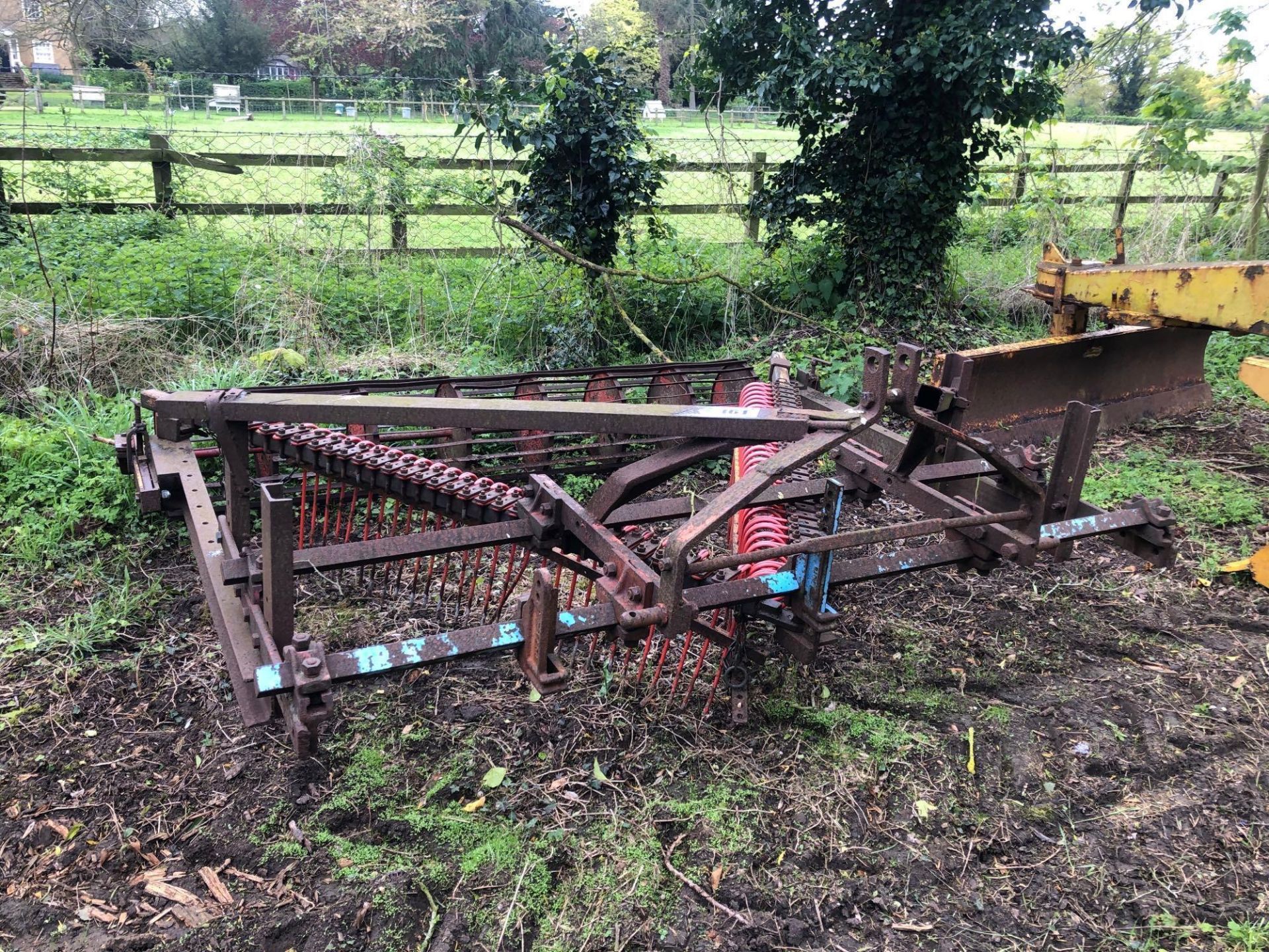 Farm-made destoning 7ft cultivator with rear crumbler, linkage mounted