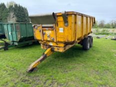Gull 12t dump trailer twin axle on 385/65R22.5 wheels and tyres
