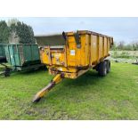 Gull 12t dump trailer twin axle on 385/65R22.5 wheels and tyres