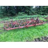 Kongskilde 12ft manual folding springtine cultivator with rear levelling tines, linkage mounted. Ser