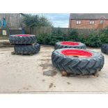 Set of 380/85R34 front and 18.4R46 rear wheels and tyres to fit Fendt 820 and 724.