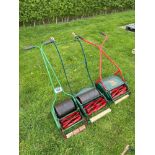 3No vintage pedestrian push mowers