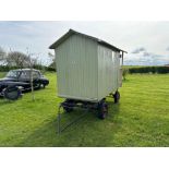 Shephards/garden wooden hut 10' x 4'6" on 4 wheel trailer
