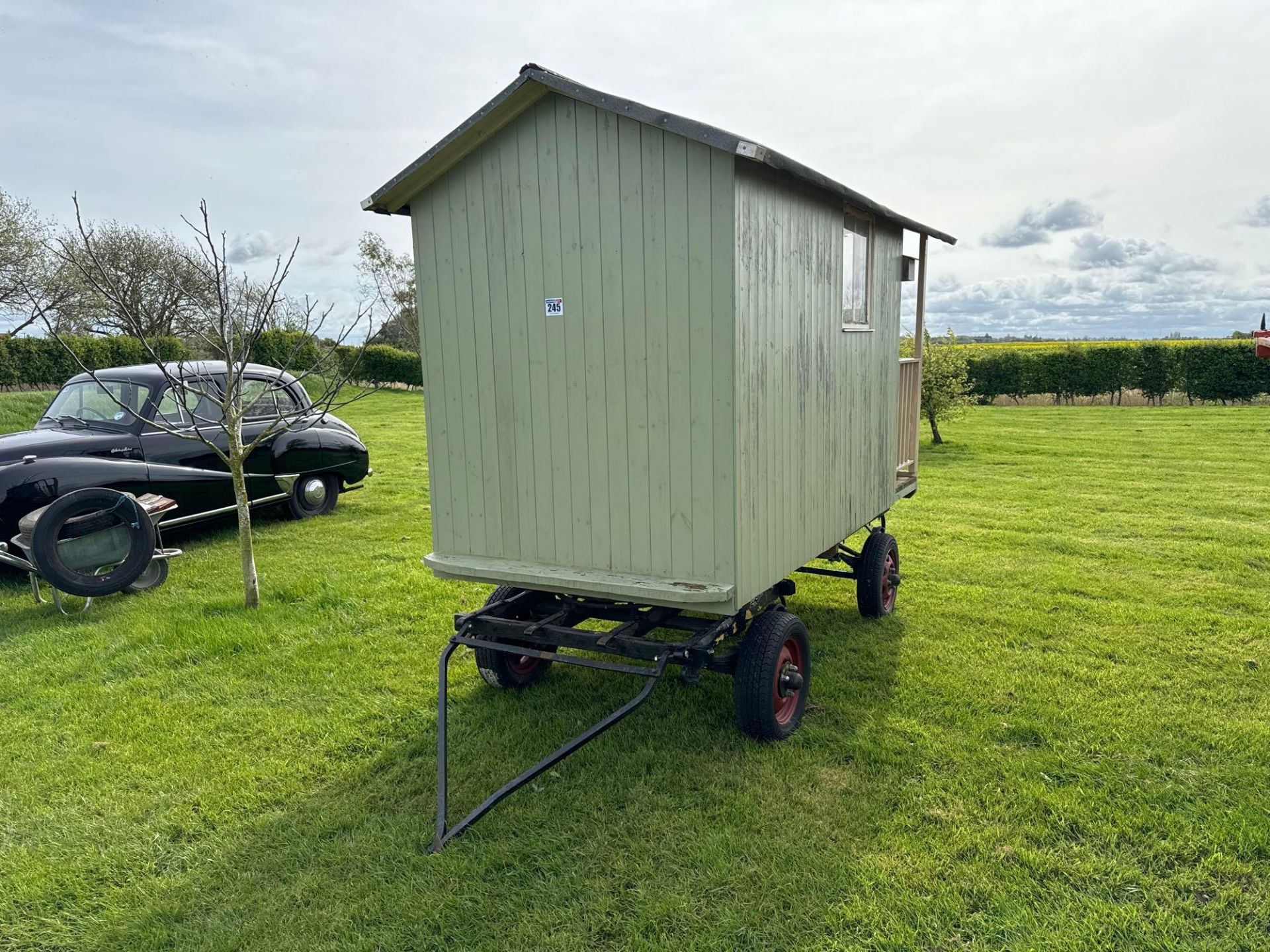 Shephards/garden wooden hut 10' x 4'6" on 4 wheel trailer