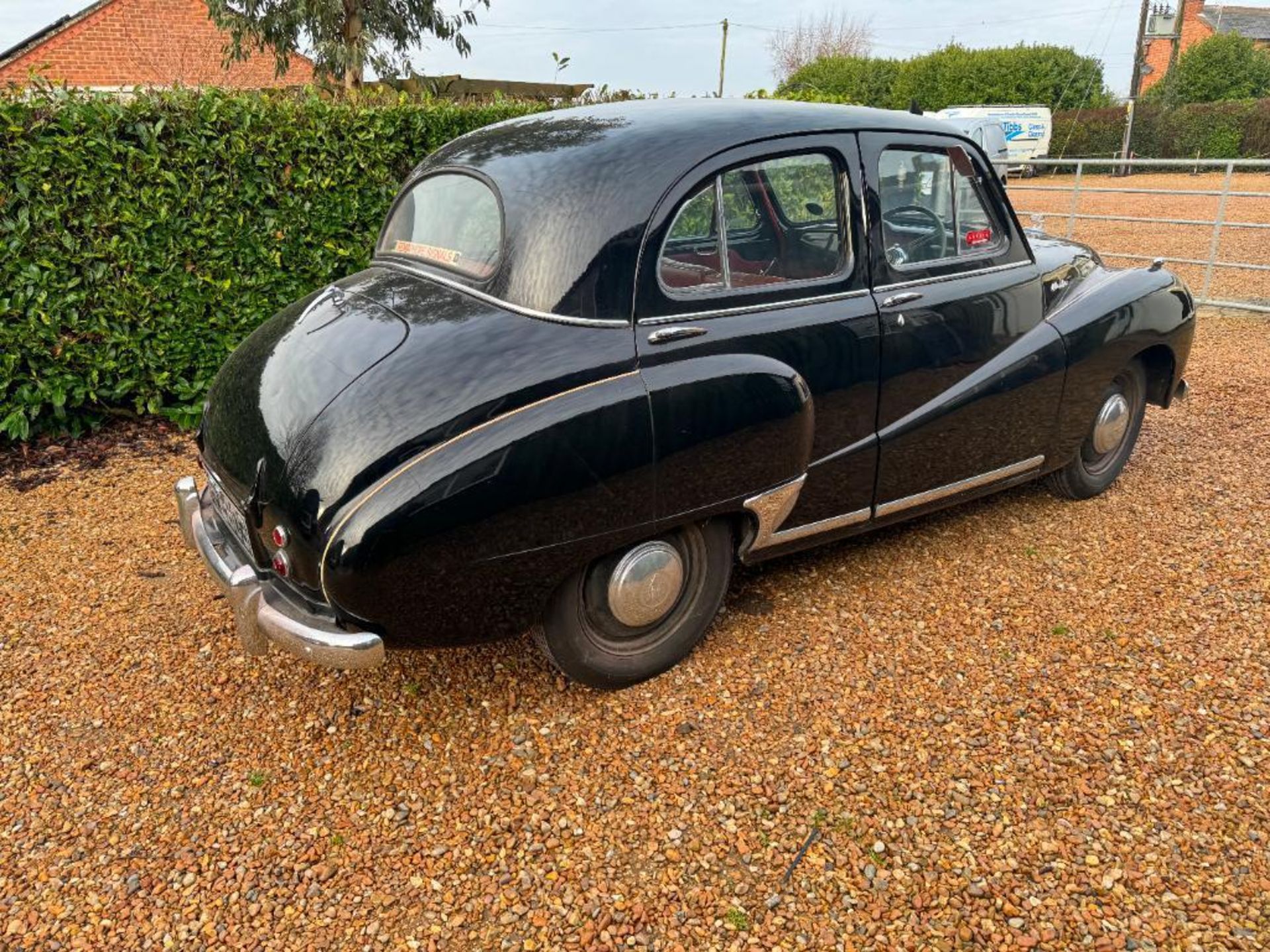 1954 Austin A40 Somerset black saloon car with 1200cc petrol engine, red leather interior and spare - Image 11 of 24
