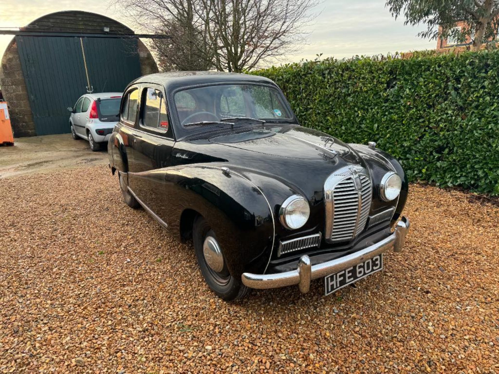 1954 Austin A40 Somerset black saloon car with 1200cc petrol engine, red leather interior and spare - Image 19 of 24