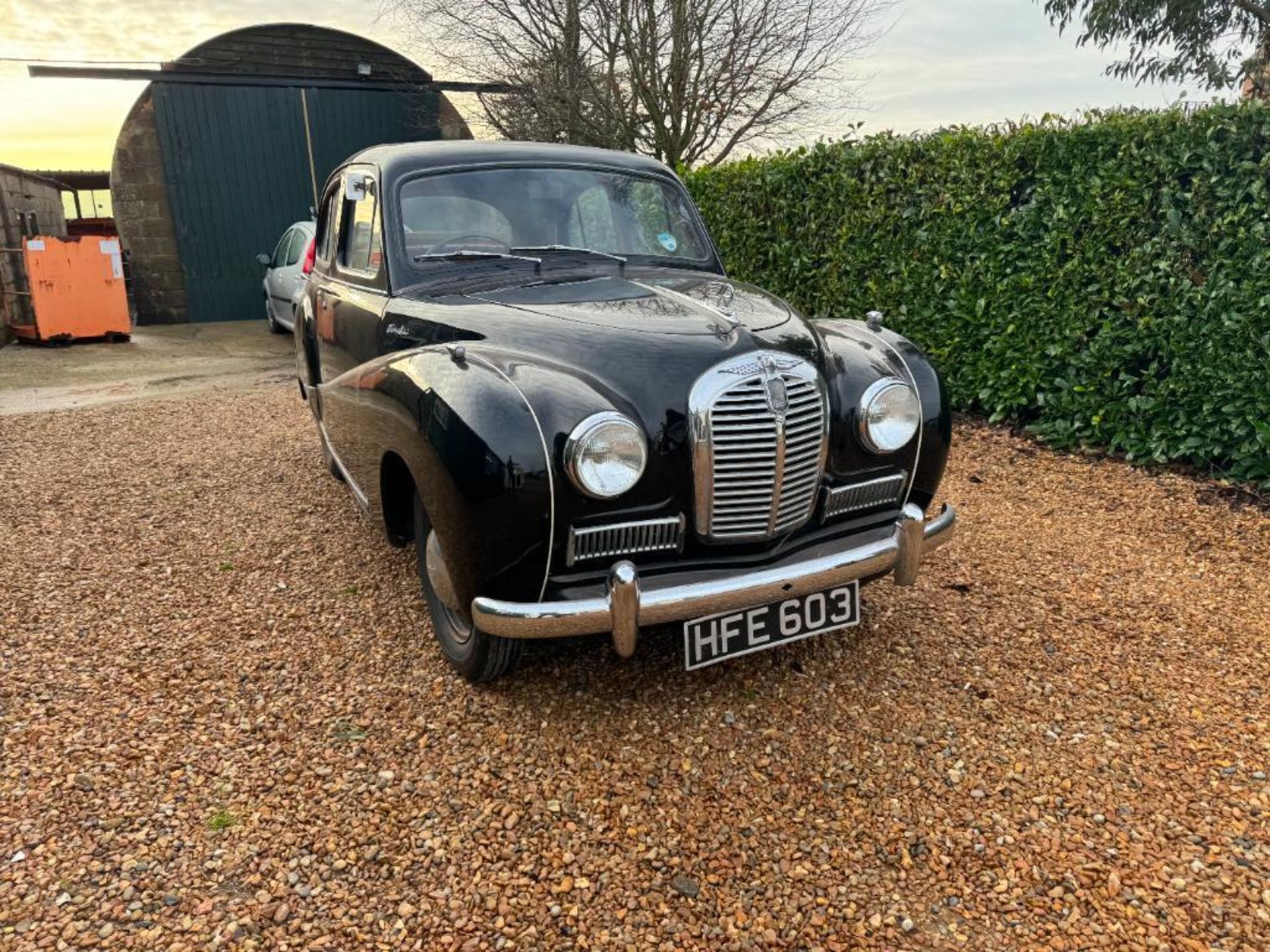 1954 Austin A40 Somerset black saloon car with 1200cc petrol engine, red leather interior and spare - Image 4 of 24