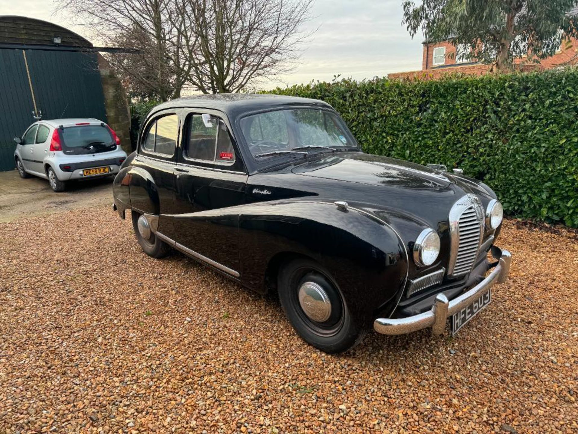 1954 Austin A40 Somerset black saloon car with 1200cc petrol engine, red leather interior and spare - Image 17 of 24