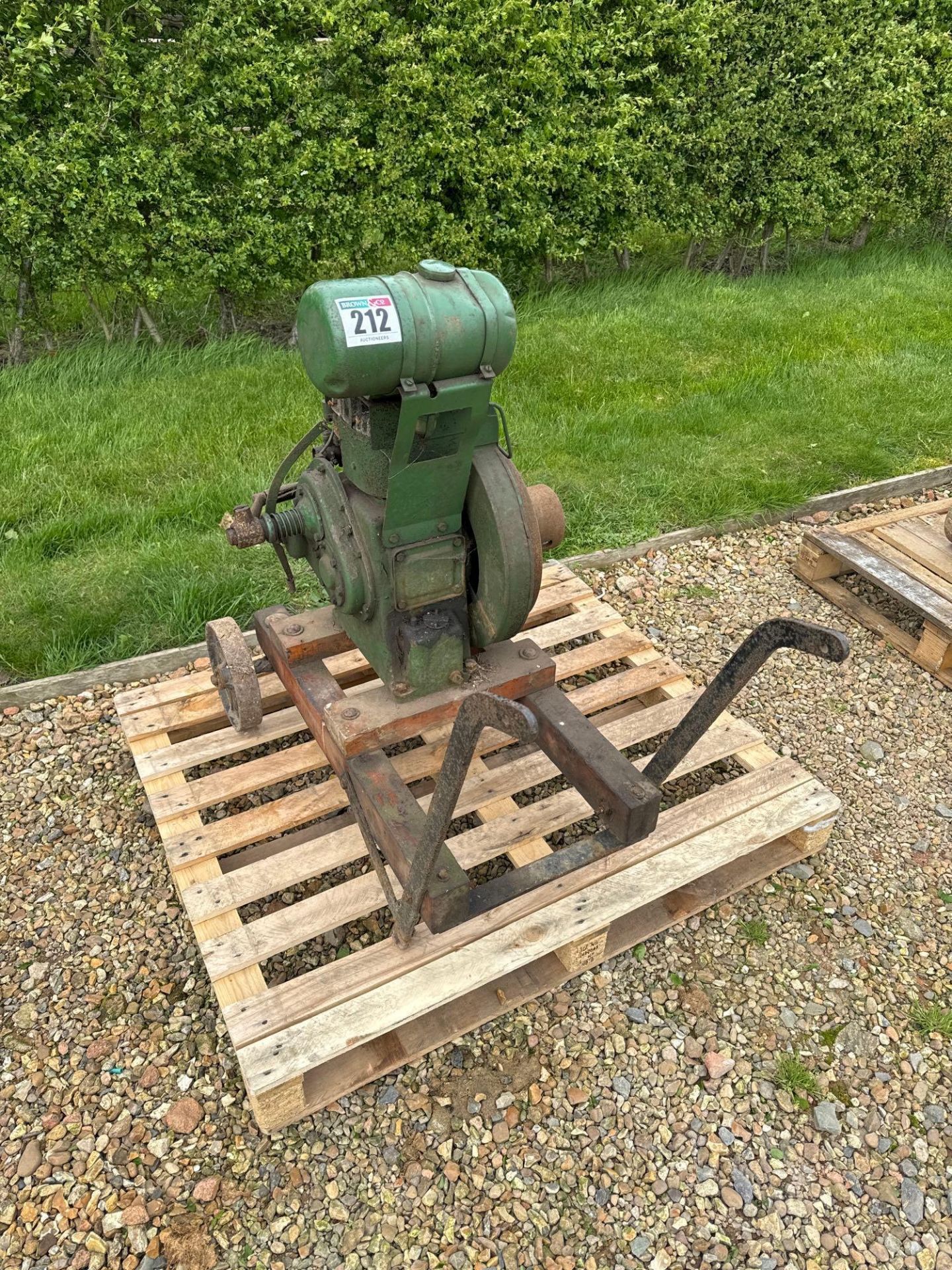 Petter A1 stationary engine. NB: Starting handle in office
