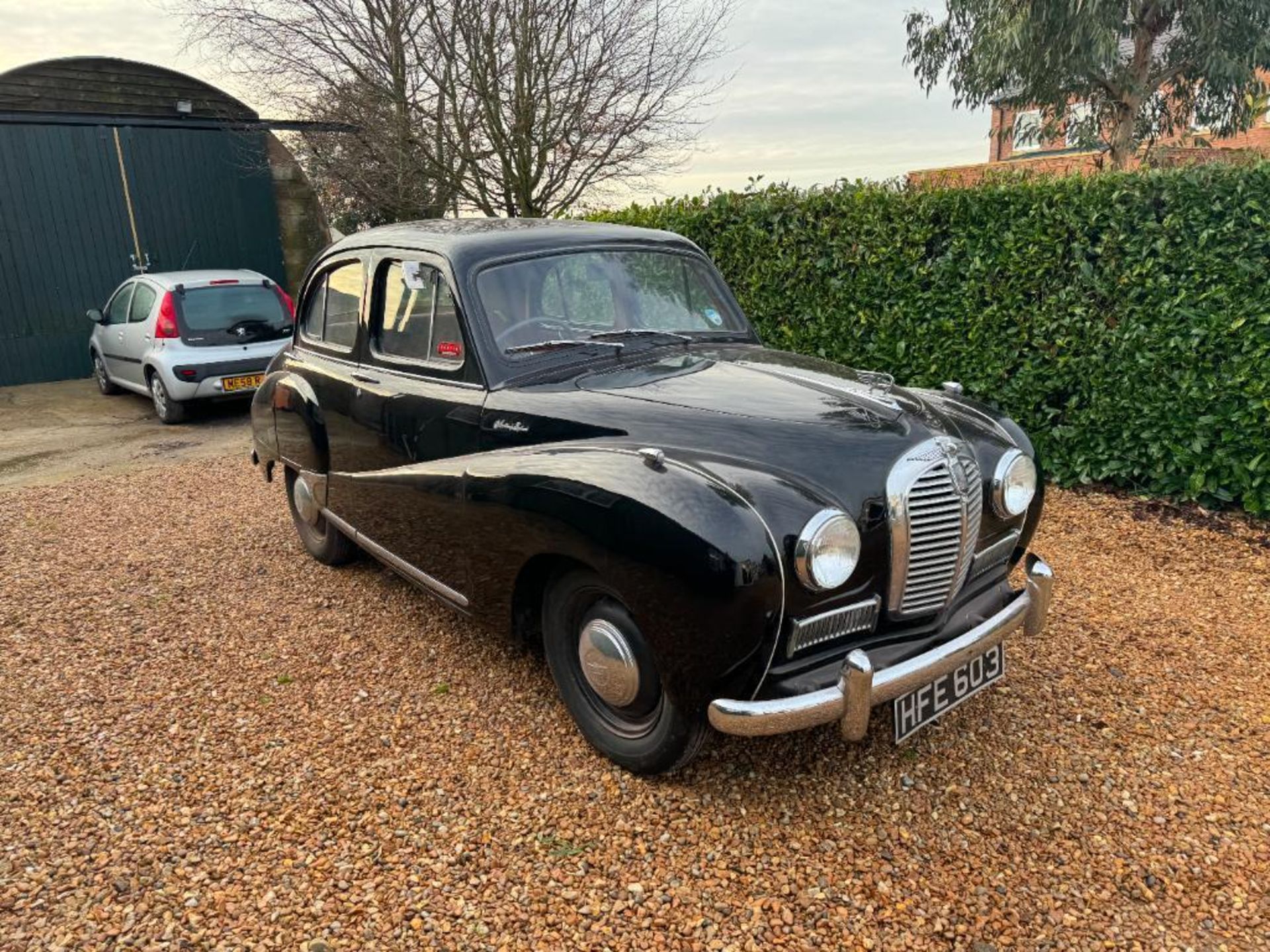 1954 Austin A40 Somerset black saloon car with 1200cc petrol engine, red leather interior and spare - Image 18 of 24