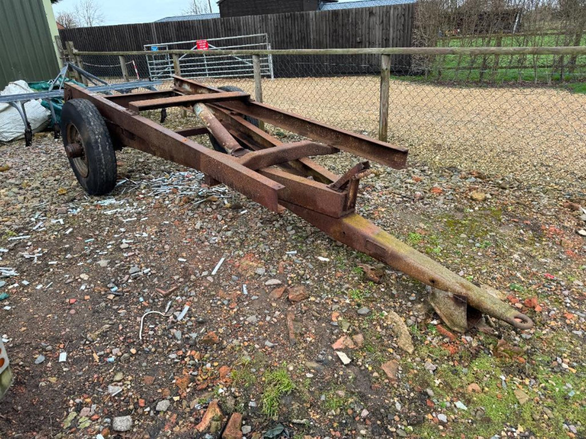 Ferguson single axle trailer chassis on 7.50-16 wheels and tyres - Image 2 of 2