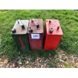 3No vintage fuel cans. NB: Caps in office