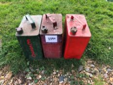 3No vintage fuel cans. NB: Caps in office