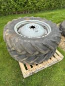 Pair Goodyear 12.4/11-28 wheels and tyres