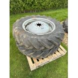 Pair Goodyear 12.4/11-28 wheels and tyres