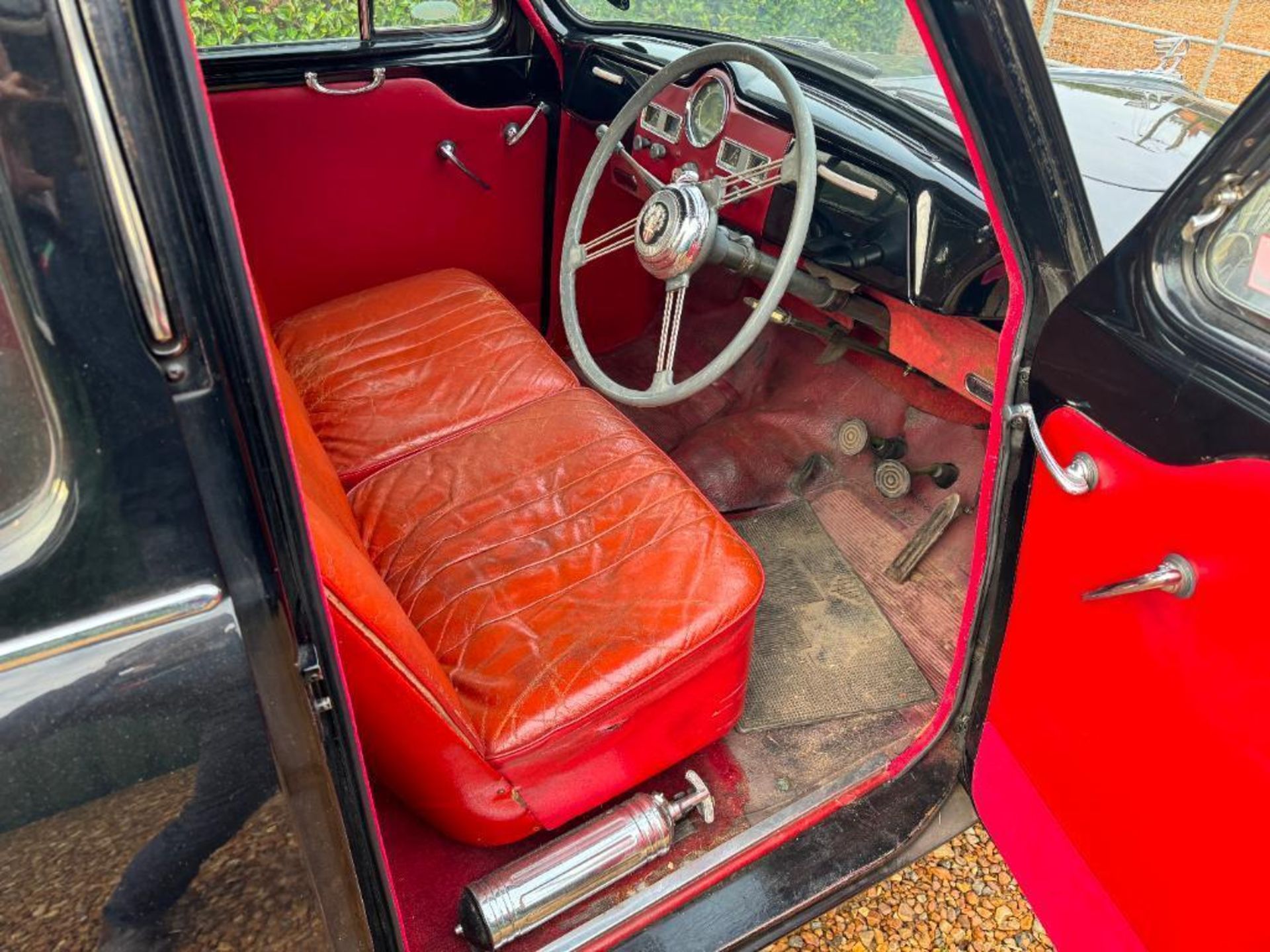 1954 Austin A40 Somerset black saloon car with 1200cc petrol engine, red leather interior and spare - Image 12 of 24