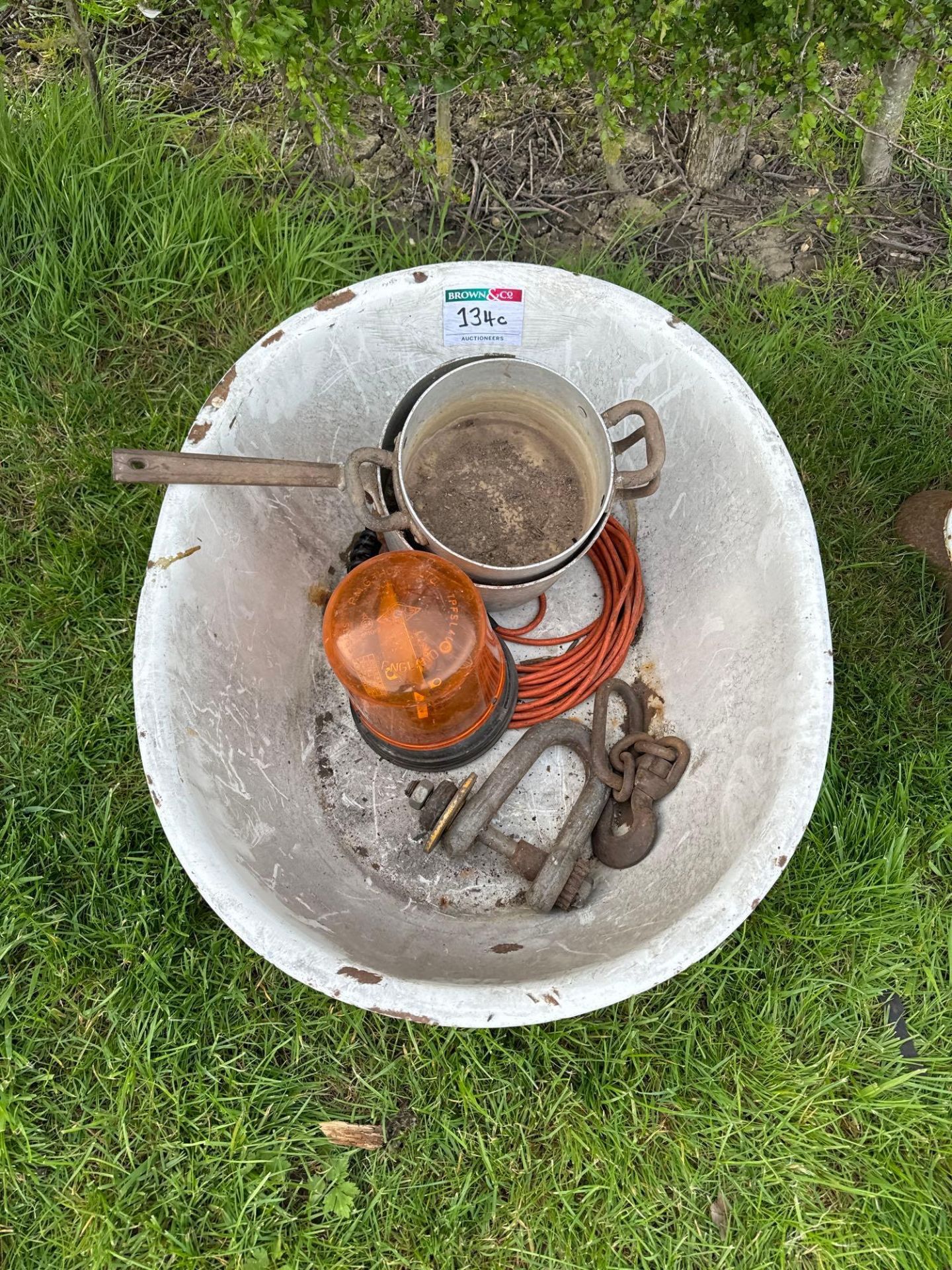 Metal tub and contents
