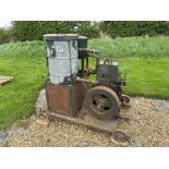 Ruston Hornsby diesel stationary engine on metal frame. ​​​​​​​NB: Starting handle in office