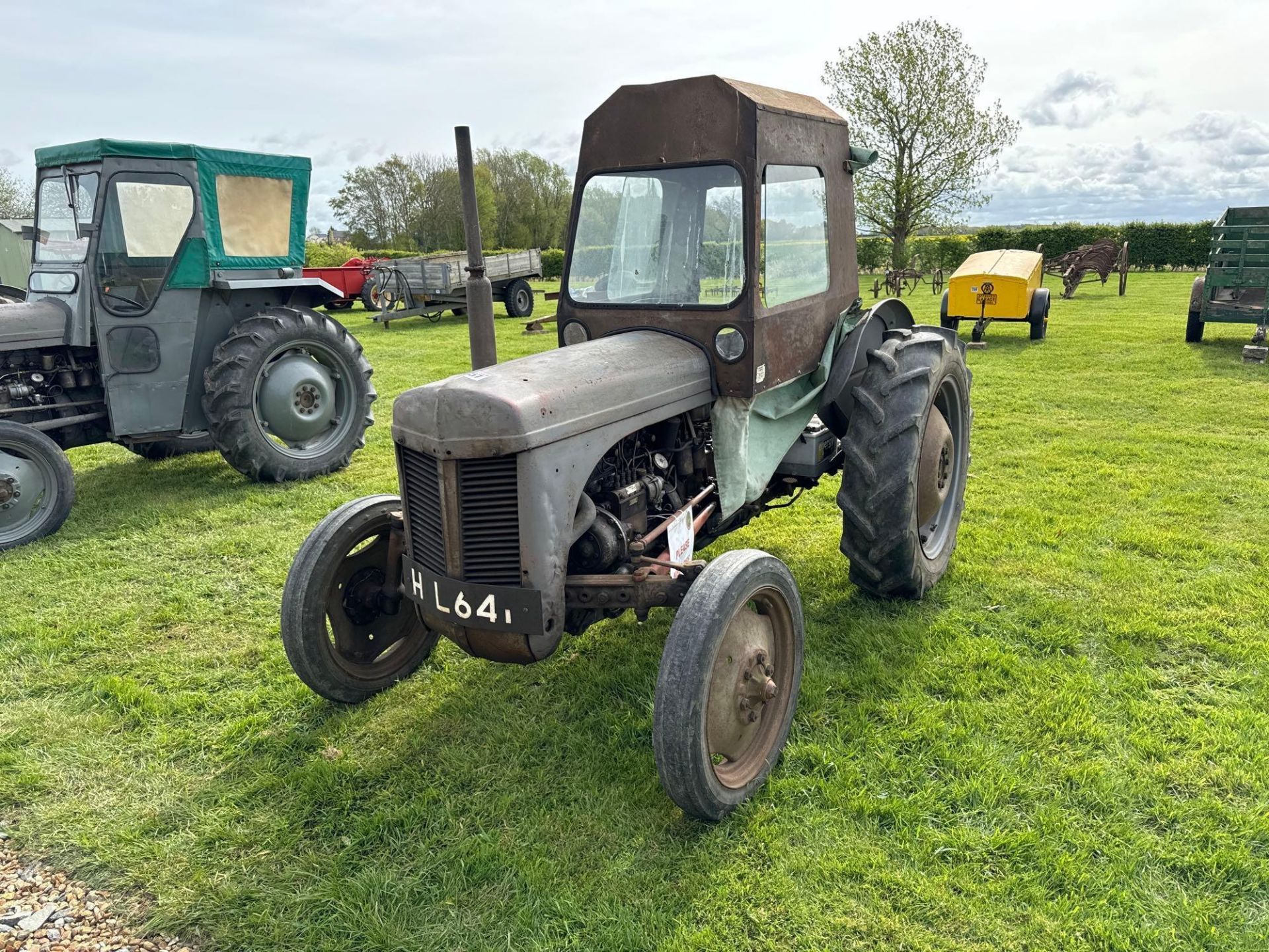 1954 Ferguson TEF 2wd diesel tractor with Clydebuilt cab, rear drawbar assembly and linkage on 11.2/