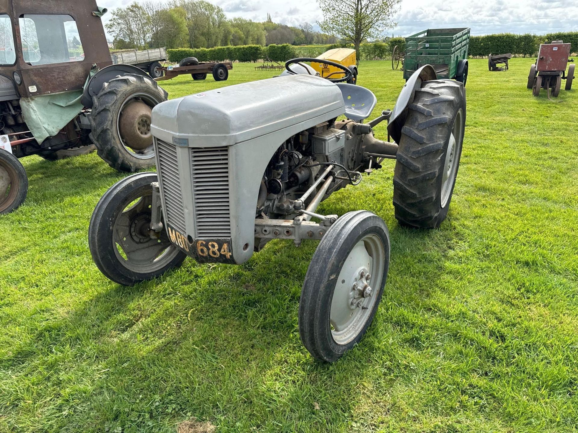 1955 Ferguson TED 2wd petrol paraffin tractor with underslung exhaust and linkage on 12.4-28 rear an