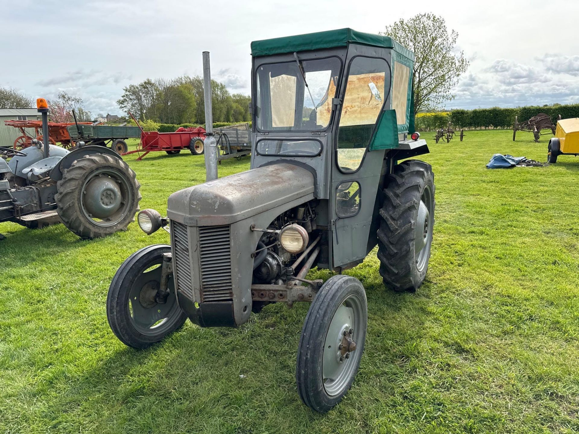 1954 Ferguson TEF 2wd diesel tractor with canvas cab, pick up hitch and rear linkage on 11.2-28 rear