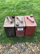 3No vintage petrol cans. NB: Caps in office