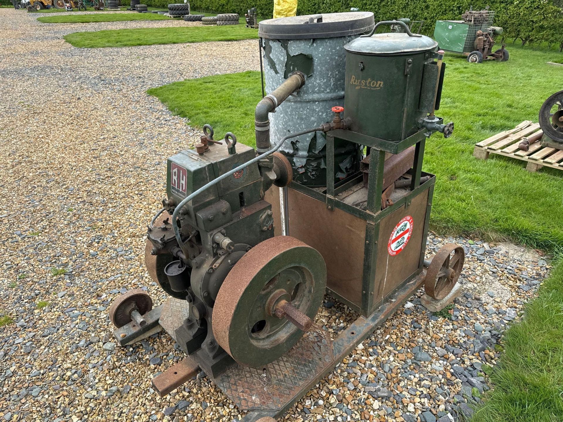 Ruston Hornsby diesel stationary engine on metal frame. ​​​​​​​NB: Starting handle in office - Image 2 of 2