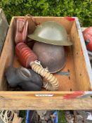 Wartime gas mask, helmets etc