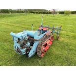 Ransomes MG5 metal tracked crawler with petrol paraffin engine and 4' mounted cultivator
