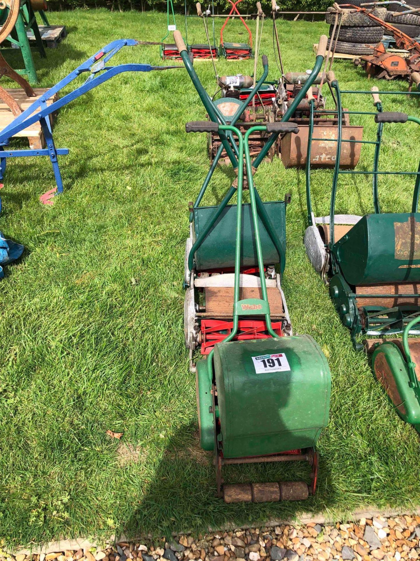 3No vintage pedestrian push mowers