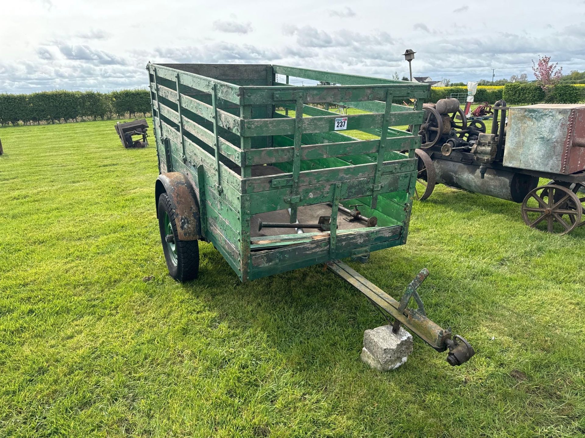 Single axle wooden pig trailer 7' x 4' on 6.50-16 wheels and tyres