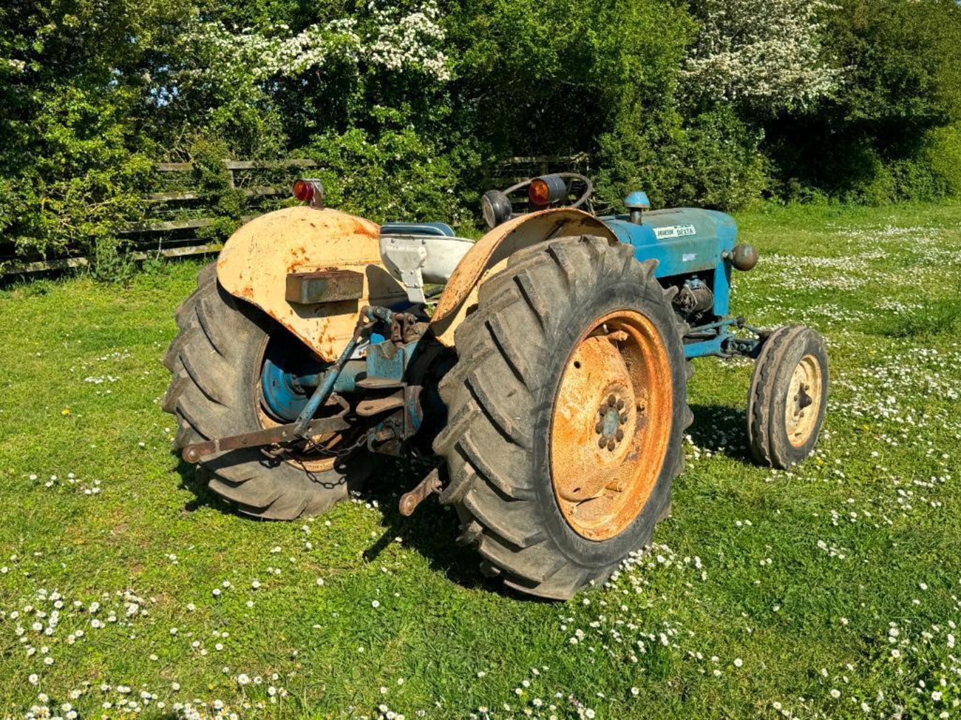 Fordson Super Dexta 2wd diesel tractor with rear linkage, PTO and underslung exhaust on 12.4-28 rear - Image 4 of 16